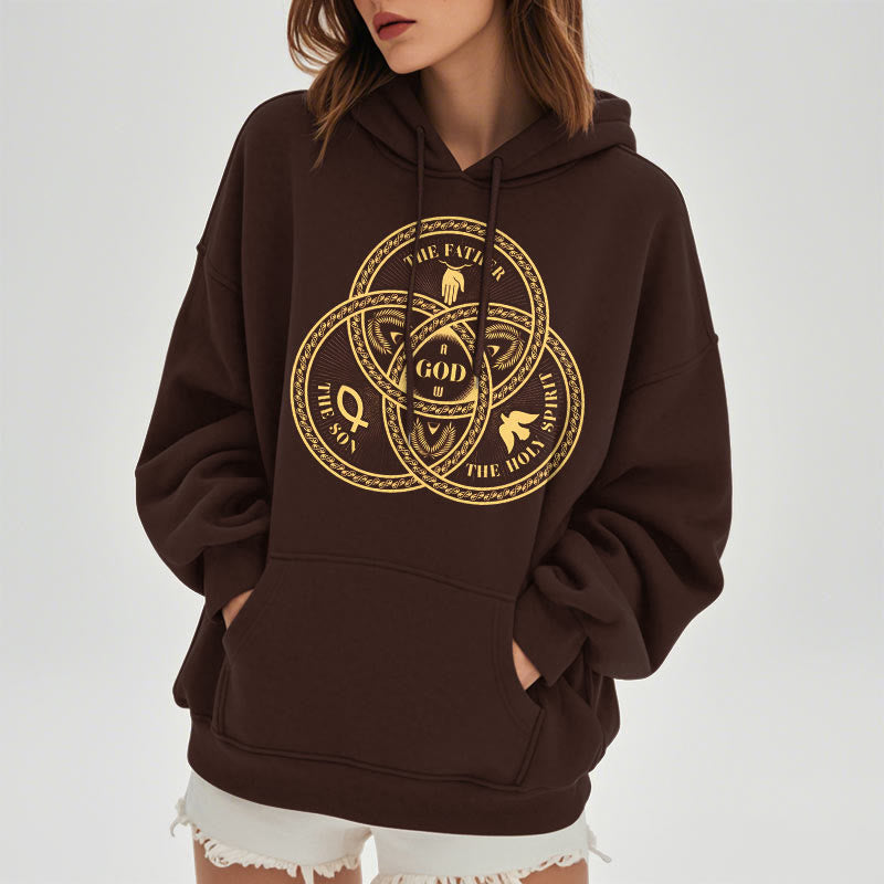 Classic Style Sacred Trinity Unity Fleece Lined Polyester Hoodie