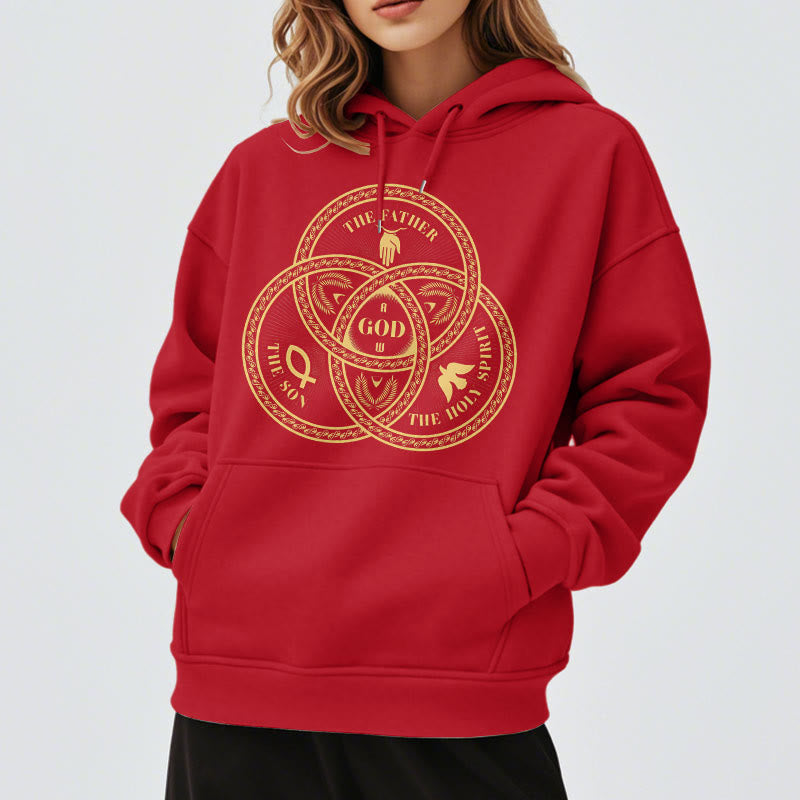 Classic Style Sacred Trinity Unity Fleece Lined Polyester Hoodie