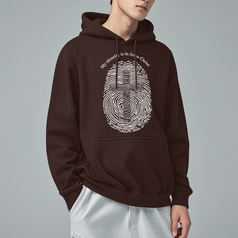 Classic Style My Identity Is In Jesus Christ Cross Fleece Lined Polyester Hoodie