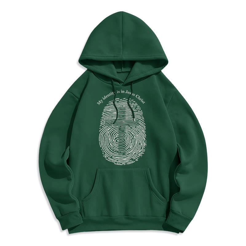 Classic Style My Identity Is In Jesus Christ Cross Fleece Lined Polyester Hoodie