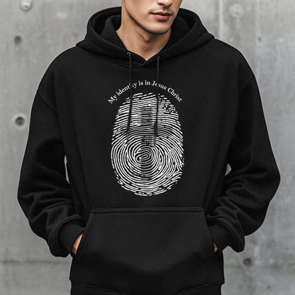 Classic Style My Identity Is In Jesus Christ Cross Fleece Lined Polyester Hoodie
