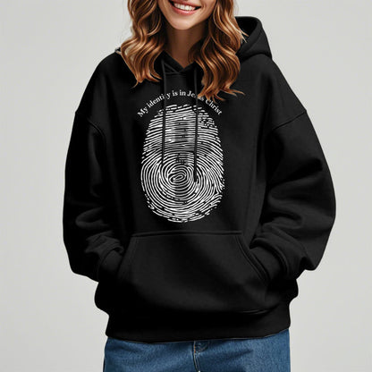 Classic Style My Identity Is In Jesus Christ Cross Fleece Lined Polyester Hoodie