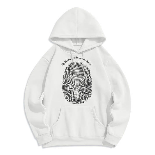 Classic Style My Identity Is In Jesus Christ Cross Fleece Lined Polyester Hoodie