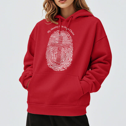 Classic Style My Identity Is In Jesus Christ Cross Fleece Lined Polyester Hoodie