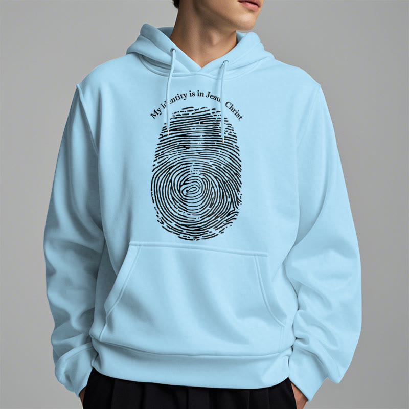 Classic Style My Identity Is In Jesus Christ Cross Fleece Lined Polyester Hoodie