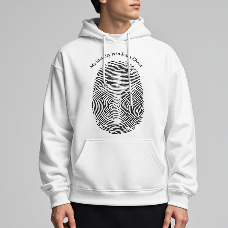 Classic Style My Identity Is In Jesus Christ Cross Fleece Lined Polyester Hoodie