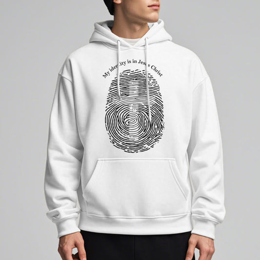 Classic Style My Identity Is In Jesus Christ Cross Fleece Lined Polyester Hoodie