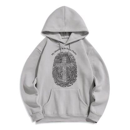 Classic Style My Identity Is In Jesus Christ Cross Fleece Lined Polyester Hoodie