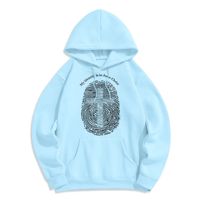 Classic Style My Identity Is In Jesus Christ Cross Fleece Lined Polyester Hoodie