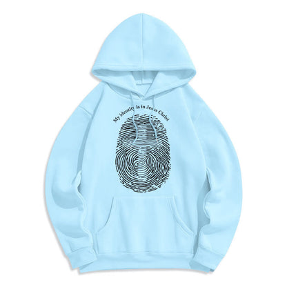 Classic Style My Identity Is In Jesus Christ Cross Fleece Lined Polyester Hoodie