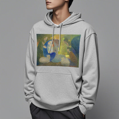 Classic Colored Style Nativity Scene Holy Night Fleece Lined Polyester Hoodie