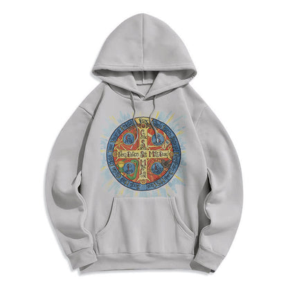 Classic Colored Style Pax Benedictine Cross Fleece Lined Polyester Hoodie