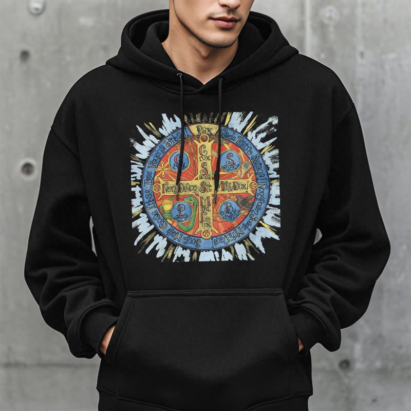 Classic Colored Style Pax Benedictine Cross Fleece Lined Polyester Hoodie