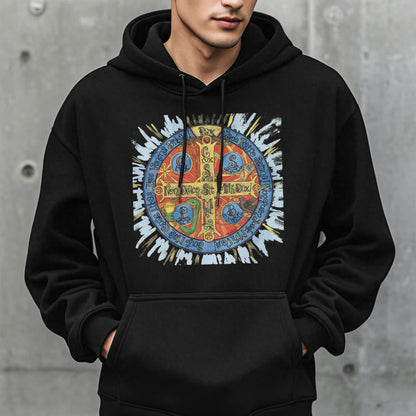 Classic Colored Style Pax Benedictine Cross Fleece Lined Polyester Hoodie