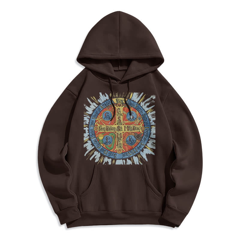 Classic Colored Style Pax Benedictine Cross Fleece Lined Polyester Hoodie