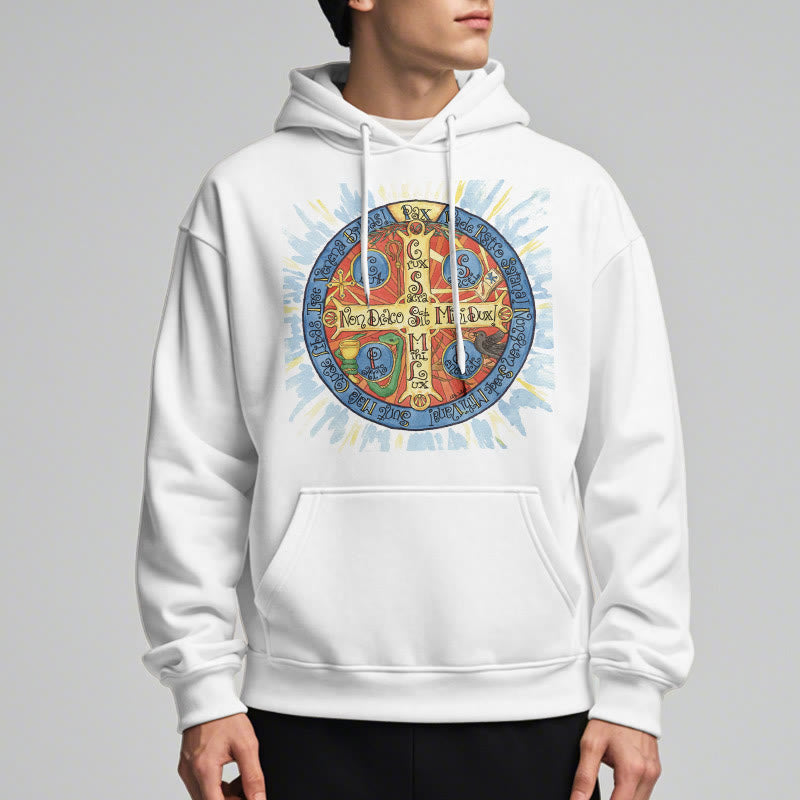 Classic Colored Style Pax Benedictine Cross Fleece Lined Polyester Hoodie
