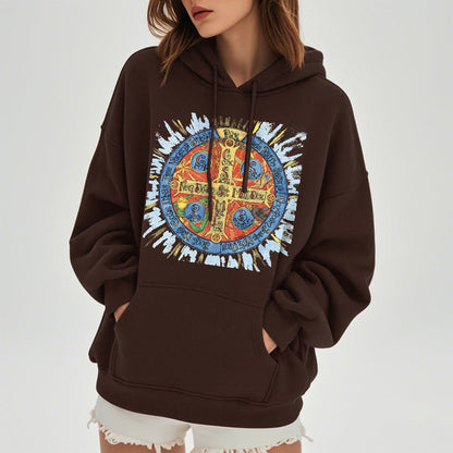 Classic Colored Style Pax Benedictine Cross Fleece Lined Polyester Hoodie
