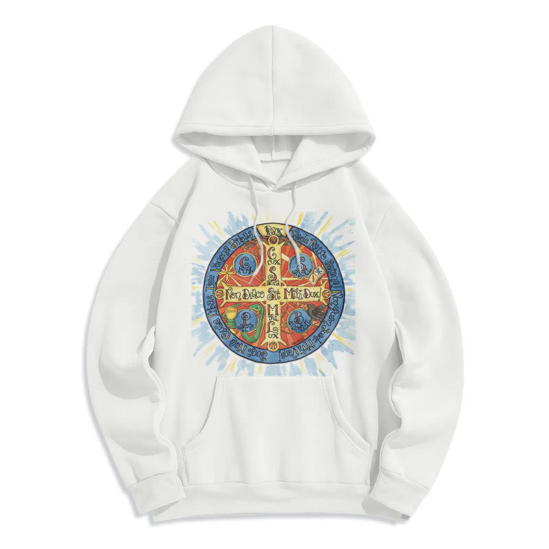 Classic Colored Style Pax Benedictine Cross Fleece Lined Polyester Hoodie