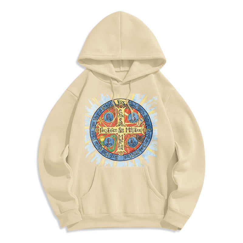 Classic Colored Style Pax Benedictine Cross Fleece Lined Polyester Hoodie