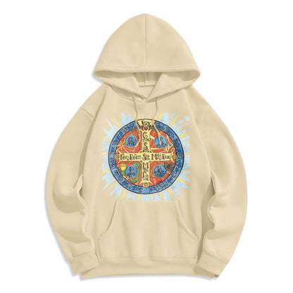 Classic Colored Style Pax Benedictine Cross Fleece Lined Polyester Hoodie