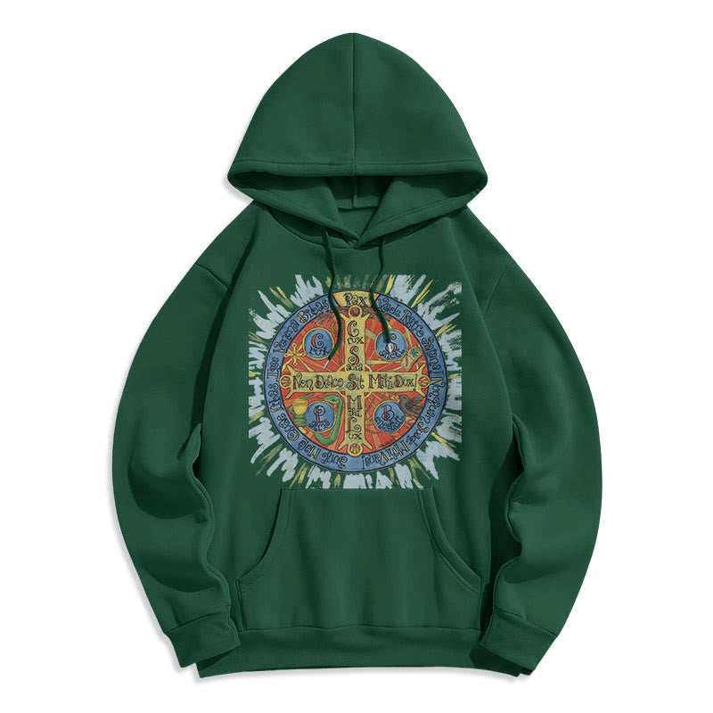 Classic Colored Style Pax Benedictine Cross Fleece Lined Polyester Hoodie