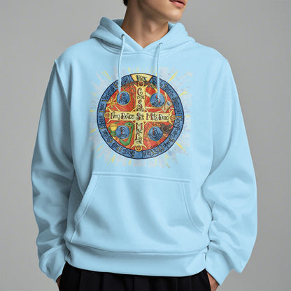 Classic Colored Style Pax Benedictine Cross Fleece Lined Polyester Hoodie