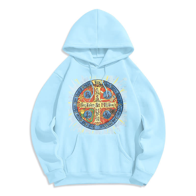 Classic Colored Style Pax Benedictine Cross Fleece Lined Polyester Hoodie