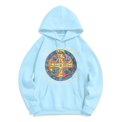 Classic Colored Style Pax Benedictine Cross Fleece Lined Polyester Hoodie