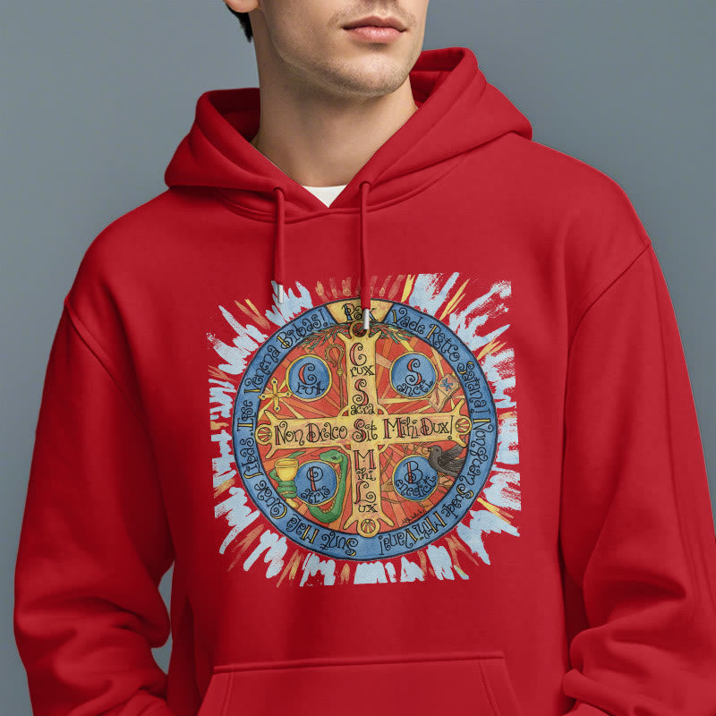 Classic Colored Style Pax Benedictine Cross Fleece Lined Polyester Hoodie