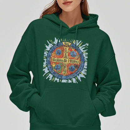 Classic Colored Style Pax Benedictine Cross Fleece Lined Polyester Hoodie