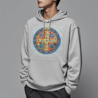 Classic Colored Style Pax Benedictine Cross Fleece Lined Polyester Hoodie