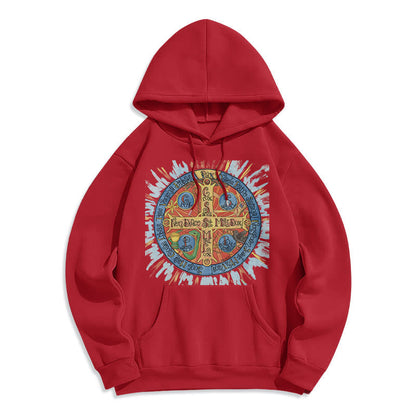 Classic Colored Style Pax Benedictine Cross Fleece Lined Polyester Hoodie
