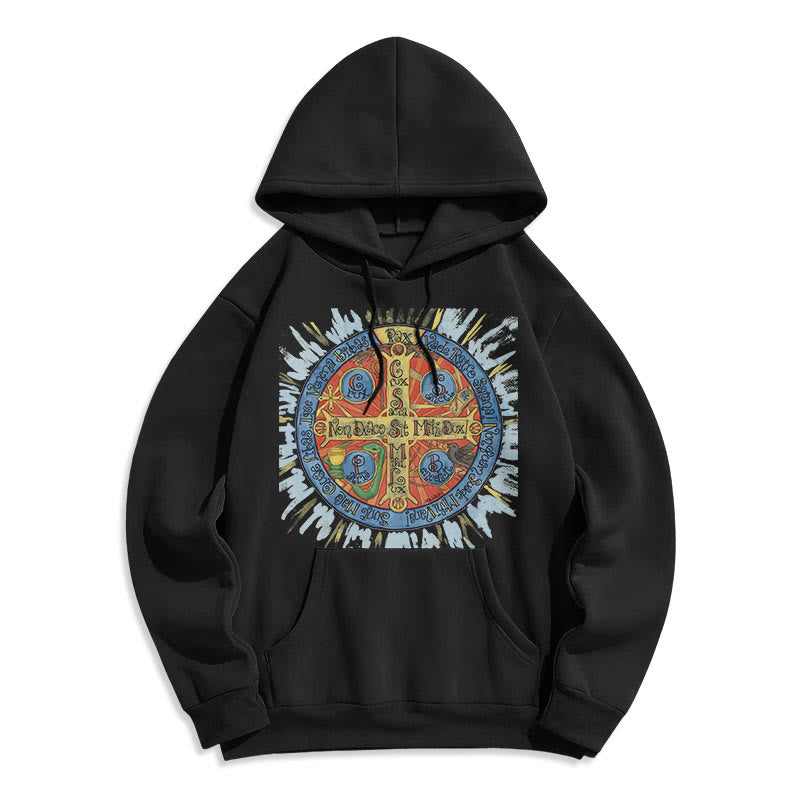 Classic Colored Style Pax Benedictine Cross Fleece Lined Polyester Hoodie