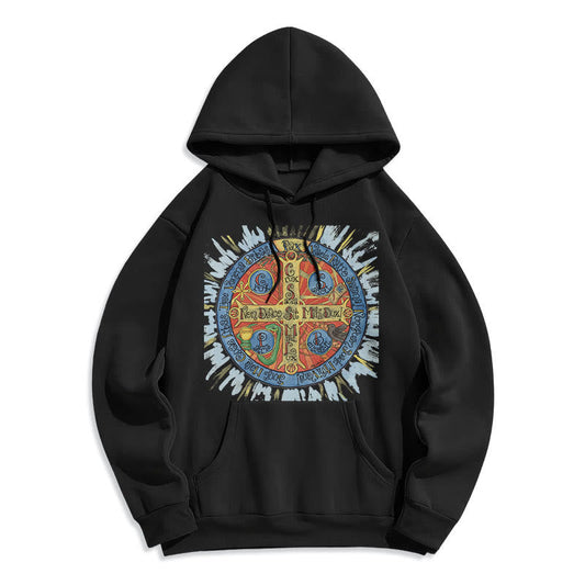 Classic Colored Style Pax Benedictine Cross Fleece Lined Polyester Hoodie