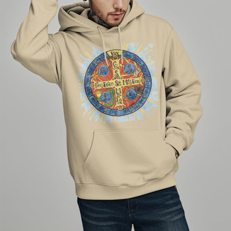 Classic Colored Style Pax Benedictine Cross Fleece Lined Polyester Hoodie