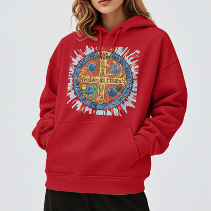 Classic Colored Style Pax Benedictine Cross Fleece Lined Polyester Hoodie
