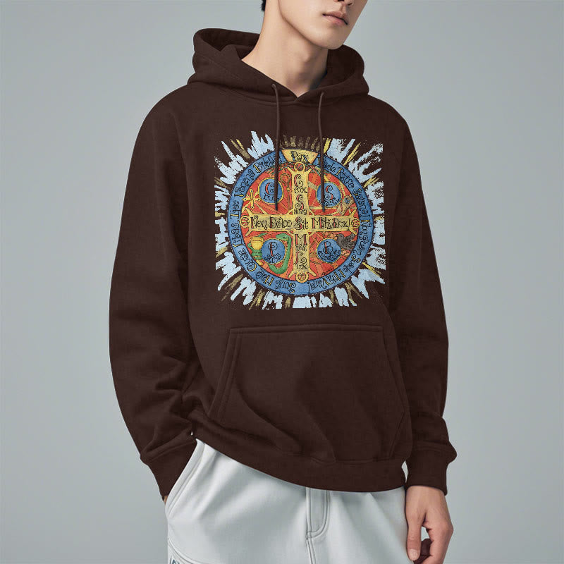 Classic Colored Style Pax Benedictine Cross Fleece Lined Polyester Hoodie