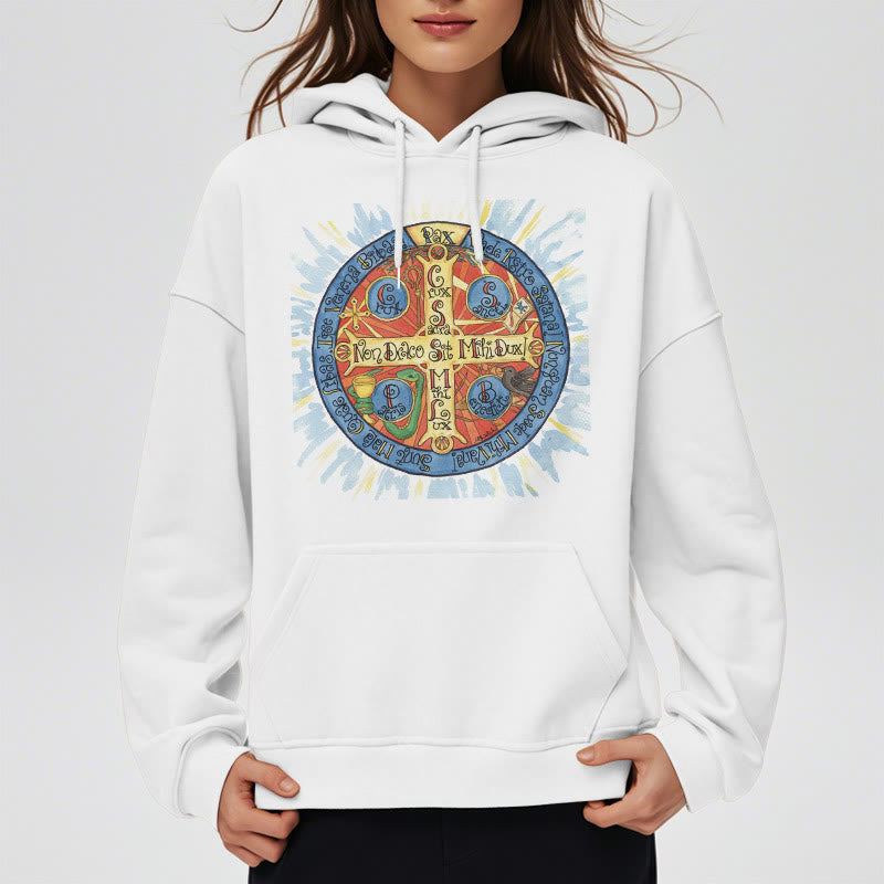 Classic Colored Style Pax Benedictine Cross Fleece Lined Polyester Hoodie