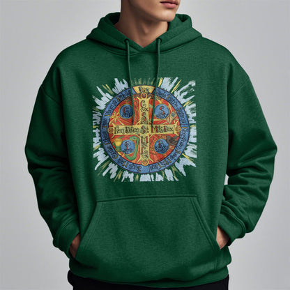 Classic Colored Style Pax Benedictine Cross Fleece Lined Polyester Hoodie