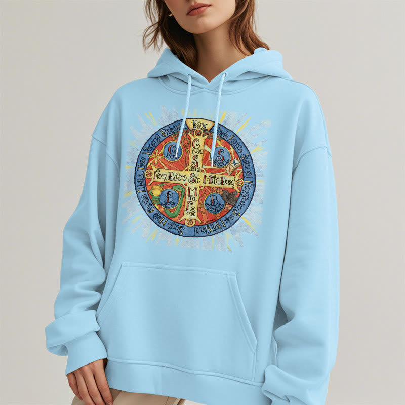 Classic Colored Style Pax Benedictine Cross Fleece Lined Polyester Hoodie