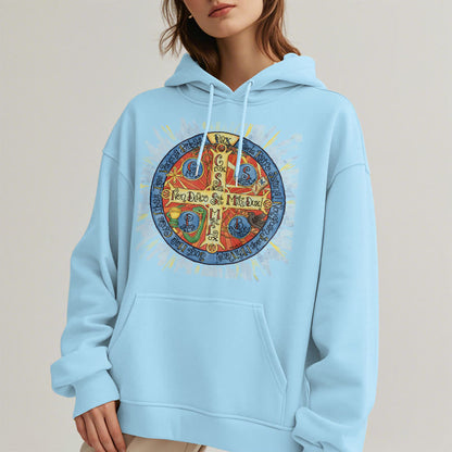 Classic Colored Style Pax Benedictine Cross Fleece Lined Polyester Hoodie
