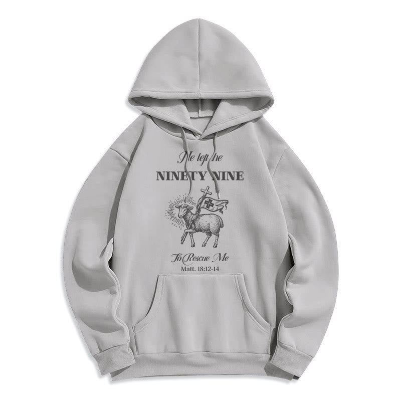 Quotation Style He Left the Ninety-Nine Fleece Lined Polyester Hoodie