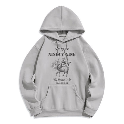 Quotation Style He Left the Ninety-Nine Fleece Lined Polyester Hoodie