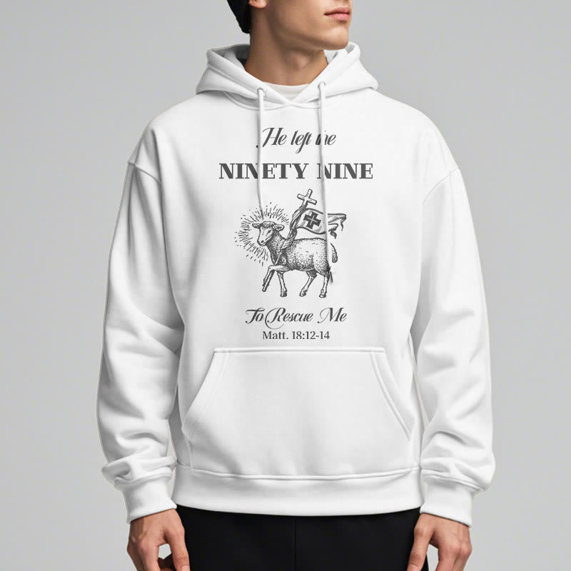 Quotation Style He Left the Ninety-Nine Fleece Lined Polyester Hoodie