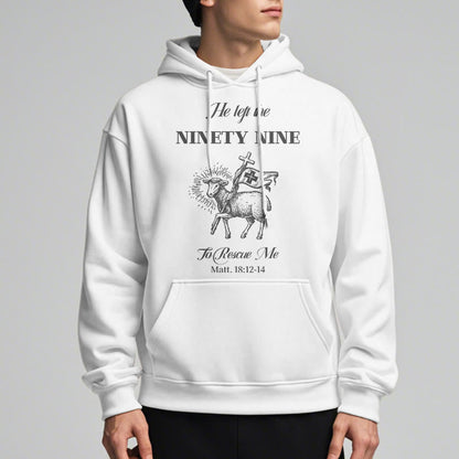 Quotation Style He Left the Ninety-Nine Fleece Lined Polyester Hoodie