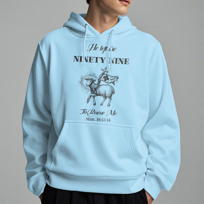 Quotation Style He Left the Ninety-Nine Fleece Lined Polyester Hoodie