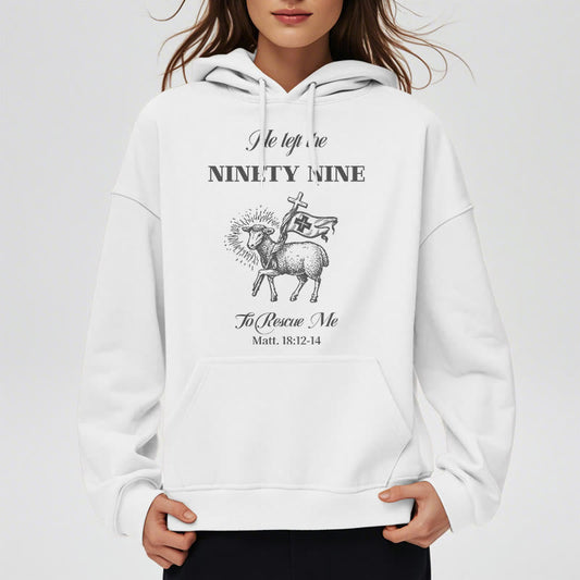 Quotation Style He Left the Ninety-Nine Fleece Lined Polyester Hoodie