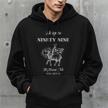 Quotation Style He Left the Ninety-Nine Fleece Lined Polyester Hoodie