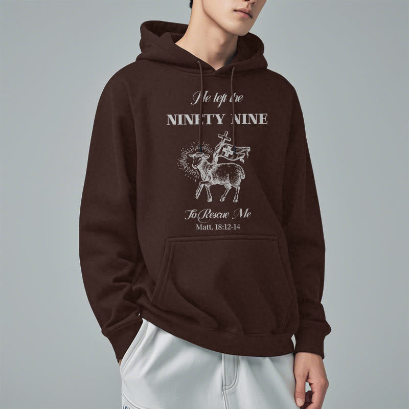 Quotation Style He Left the Ninety-Nine Fleece Lined Polyester Hoodie
