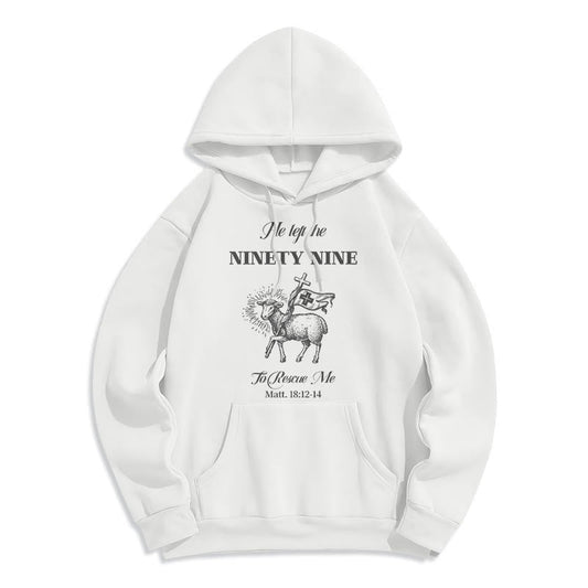 Quotation Style He Left the Ninety-Nine Fleece Lined Polyester Hoodie